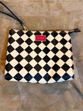 BETSEY JOHNSON-BLK/WHT/PINK-CHECK/STRIPE PRINT-WRISTLET-PINK